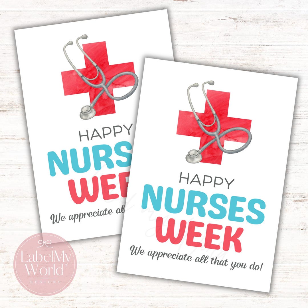 Printable Happy Nurses Week Appreciation Gift Tag (PDF + JPG Download ...