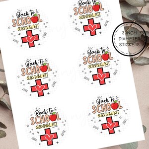 Printable Back to School Survival Kit Round Label/tag, Back to School ...