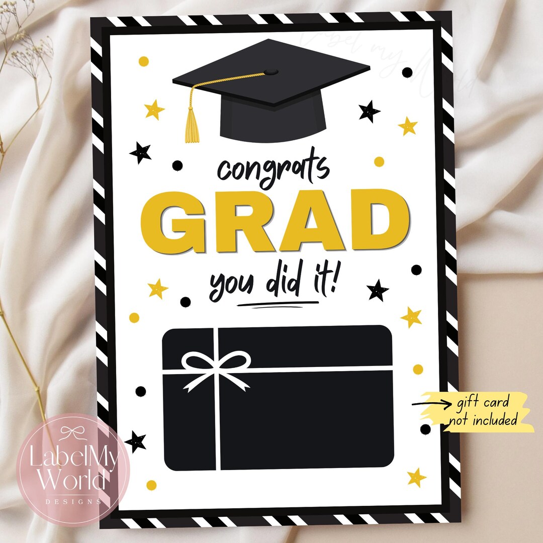 Congrats Grad You Did It Graduation Gift Card Holder Template (PDF ...