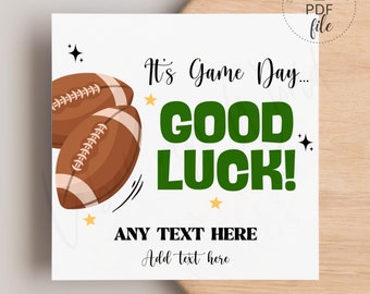 Printable Football Good Luck Tags | Personalized Cheer Team Gift Tag | Football Party Favor Tag, Team Treat/Gift | Instant Download PDF File