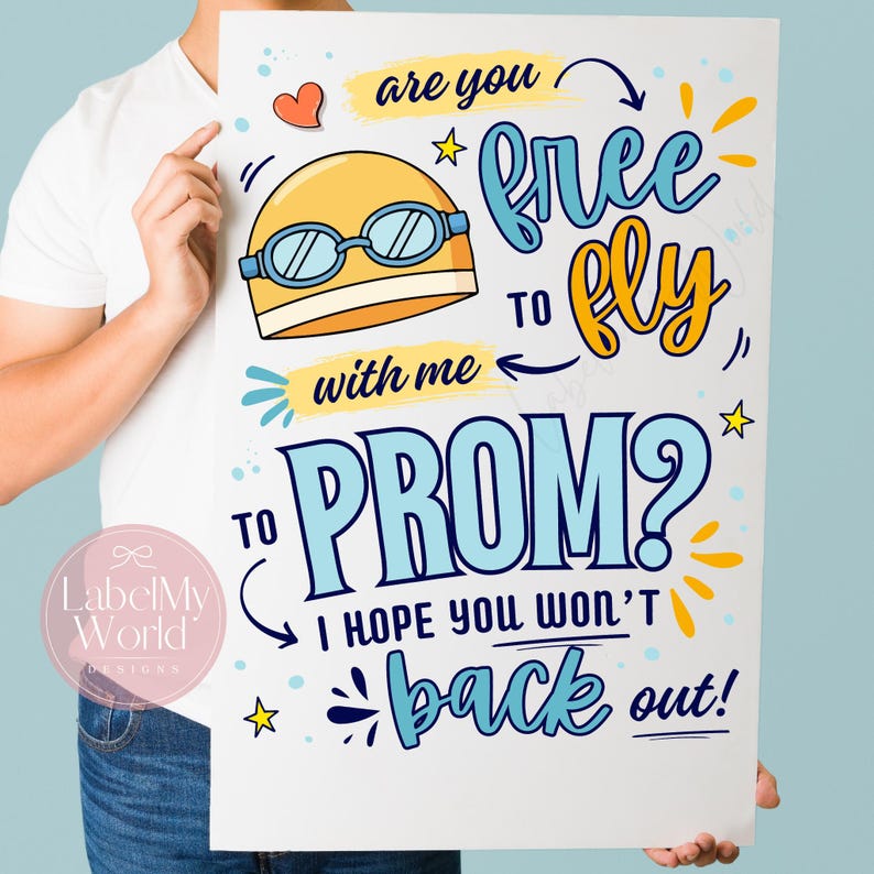 Pooling Sign Prom Swimmer Promposal Sign, Free Fly Back PROM Proposal Poster (PDF + JPG ...
