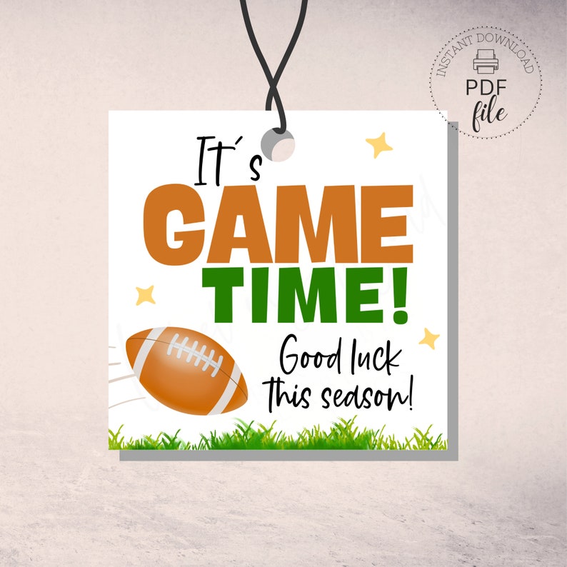 Football Good Luck This Season Tags | It's Game Time! Square Gift Tags ...