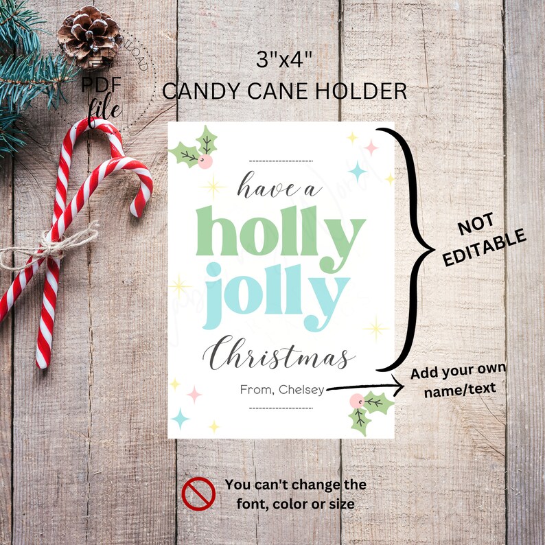 Printable Candy Cane Holder Templates | Have a Holly Jolly Christmas ...