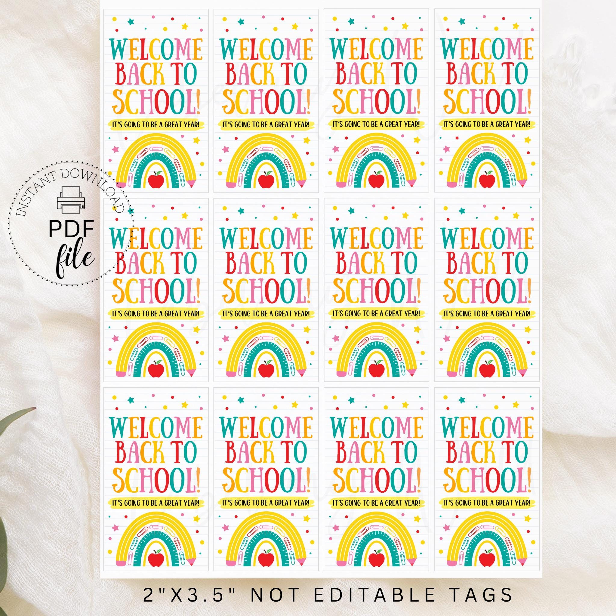 Welcome Back to School Printable Sign + Gift Tag, Teacher School Staff ...