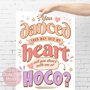 Poster för frieri till dansare, Will You Dance With Me på HOCO-skylten (PDF + JPG-nedladdning)