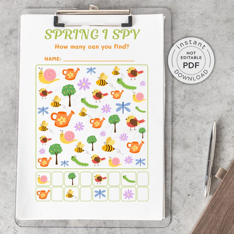 Spring Spy Spring I Spy Game, Printable How Many Can You Find Classroom Activity ...