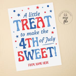 Eine kleine Freude für den 4.Juli 4.Juli Geschenkanhänger zum ausdrucken, süßes Geschenk zum 4.Juli 2019, sofortiger Download PDF + JPG