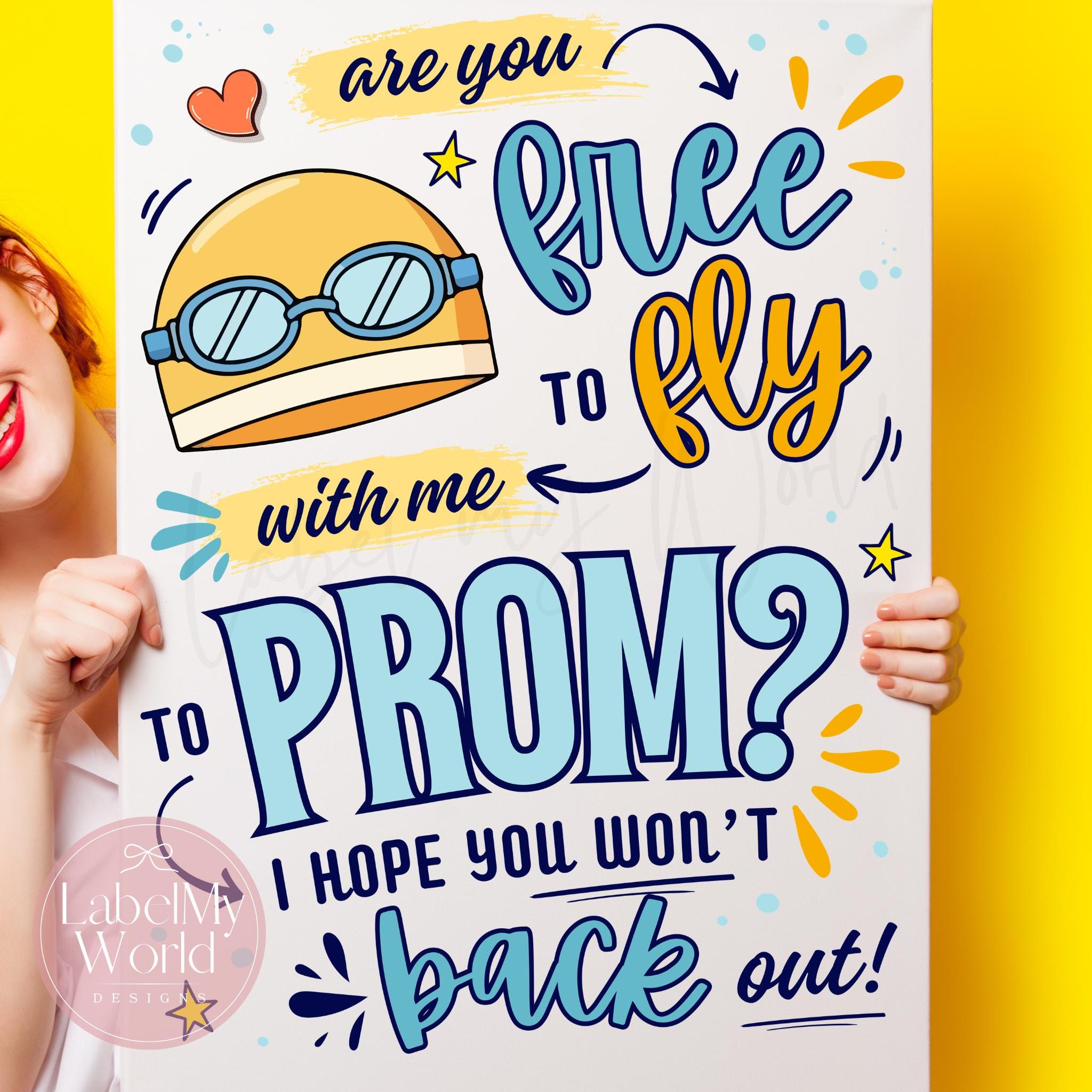 Promposal Sign Track Swimmer Promposal Sign, Free Fly Back PROM Proposal Poster (PDF + JPG ...
