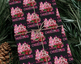 Black Santa Gift Wrap,African American Santa Gift Wrap,Diverse Santa Gift Wrap,Afrocentric Gift Wrap,Ethnic Santa Gift Wrap,Pink Santa Paper