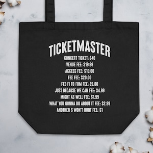 Funny Concert Tote Bag| Funny Ticketmaster Bag| Festival Tote| Gift for a Music Lover| Music Eco Tote Bag | Rock Concert  Gift|K POP Gift