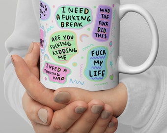 Mum Life Coffee Mug, Funny Mum Mug, Mum Vocabulary Cup, Sweary Mum Gift