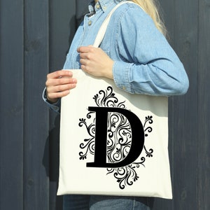 Personalized Initial Tote Bag | Personalised Alphabet Tote Bag |  Custom Printed Tote Bag | Gift For Her | Monogram Tote Bag | Custom Gift