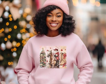Vintage Western Santa Claus Crewneck Sweatshirt Western Christmas Sweater Cowboy Christmas Crewneck Graphic Christmas Shirt Retro Santa