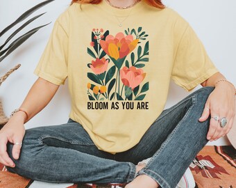 Comfort Color Retro Wild Flower T Shirt, Boho Floral Shirt, Floral Nature Shirt, Vintage Flower Tee, Retro Botanical Shirt, Cottagecore  Tee