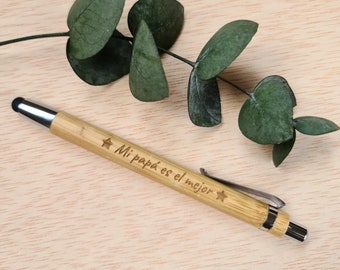 Bolígrafo bambú con frase, nombre o fecha personalizado