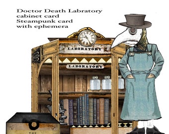 Dr Death Gothic Cabinet Card Ephemera, Paper Doll Pockets (Printable)