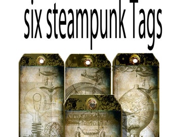 halloween printable steam punk goth tags instant download paper supplies