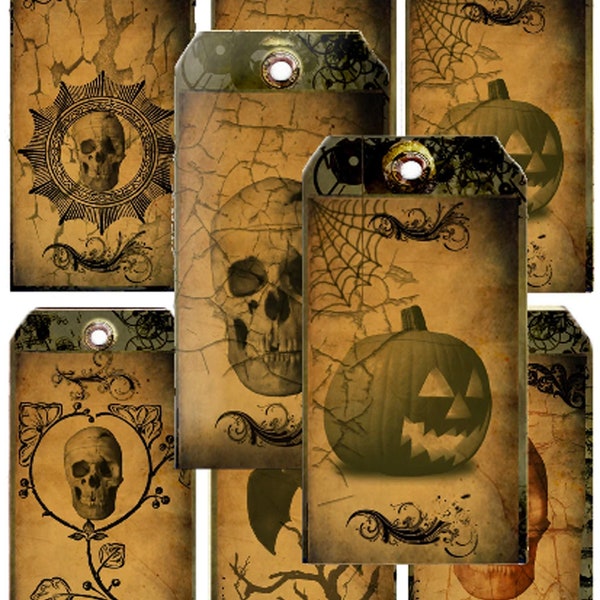 halloween printable steam punk goth tags instant download paper supplies