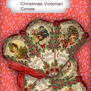 Printable Victorian Christmas Cones: DIY Holiday Ornaments (Jpeg & PDF)