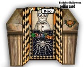 halloween foldable card, coffin, skeleton, craft project (jpeg only)