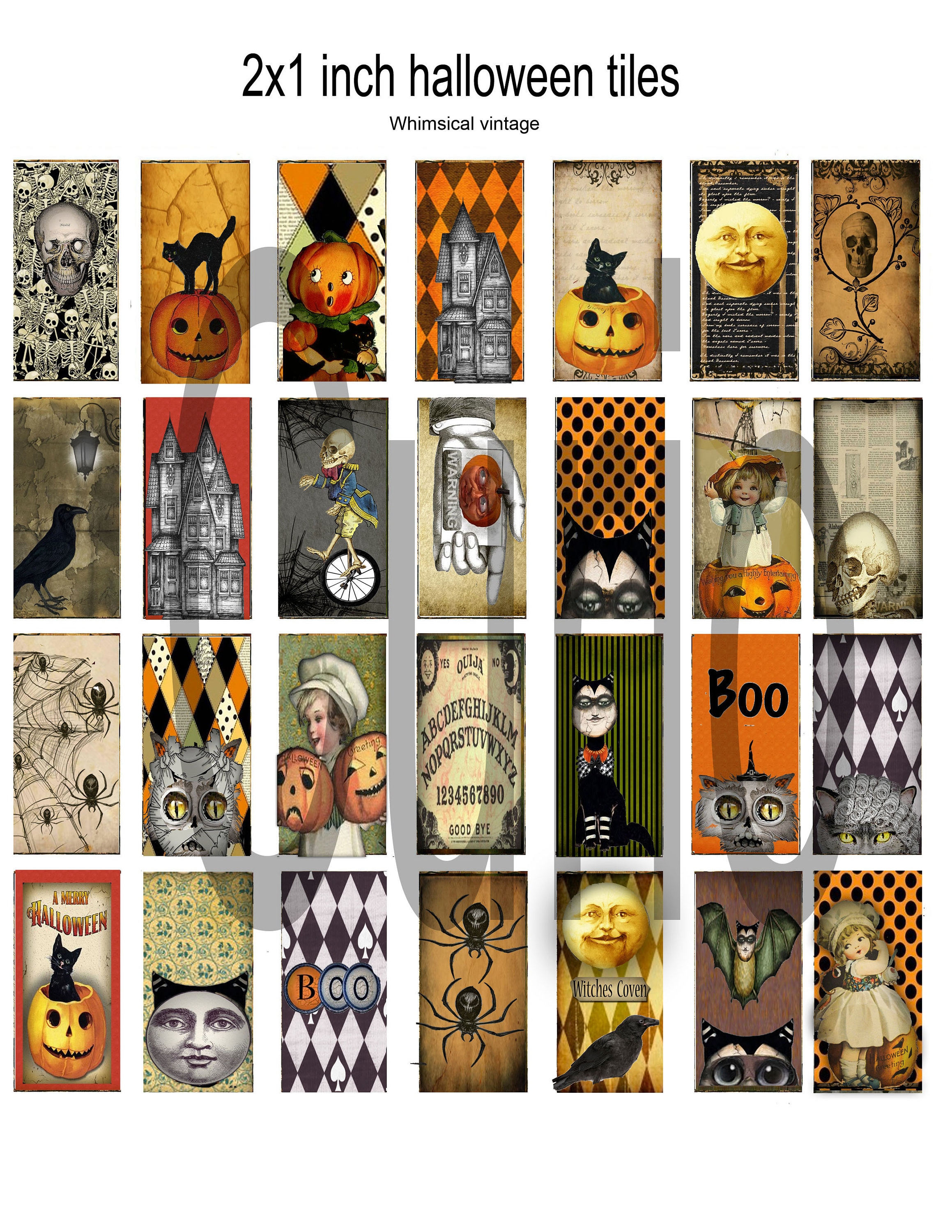 Vintage Halloween Domino Tiles: Printable Collage Sheet (PDF) - Etsy