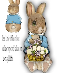 Ausdruckbarer Hase Peter Hase Puppe mit beweglichen Füßen so süß ideal für Ostern DIY DIY Handwerk Journaling und Scrapbook 8 Zoll hinten und vorne