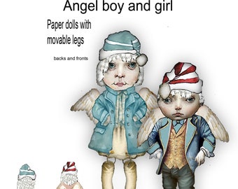 Paper Dolls aquarel engel: afdrukbaar kerstcadeau (pdf)