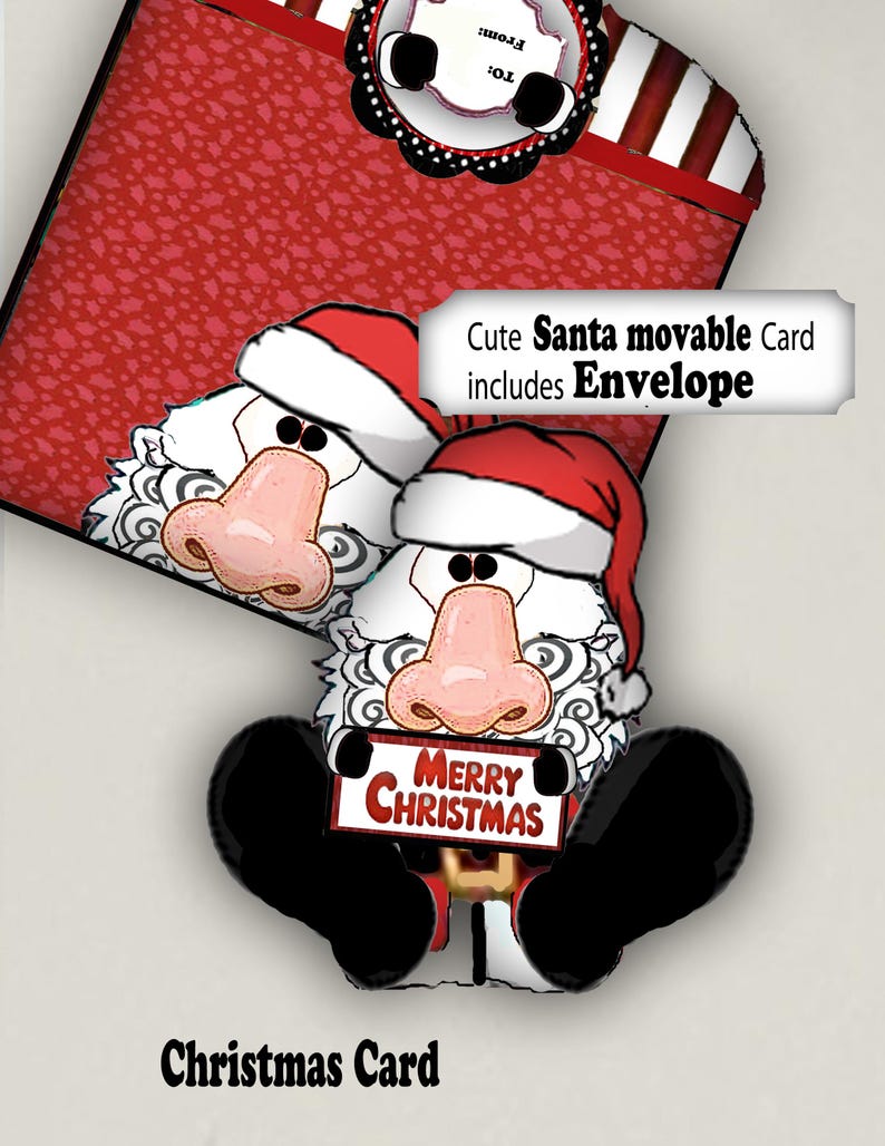 Christmas Printable Articulated Santa Card: Whimsical DIY Craft (JPEG ...