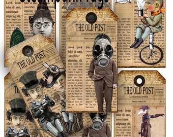 Printable Steampunk Grunge Tags: Victorian Ephemera (PDF/JPEG)