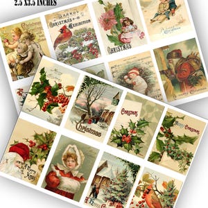 Cartões de Natal Cartões imprimíveis ATC 2,5 x 3,5 polegadas para diários de lixo e outros projetos de artesanato DIY de Natal vitoriano