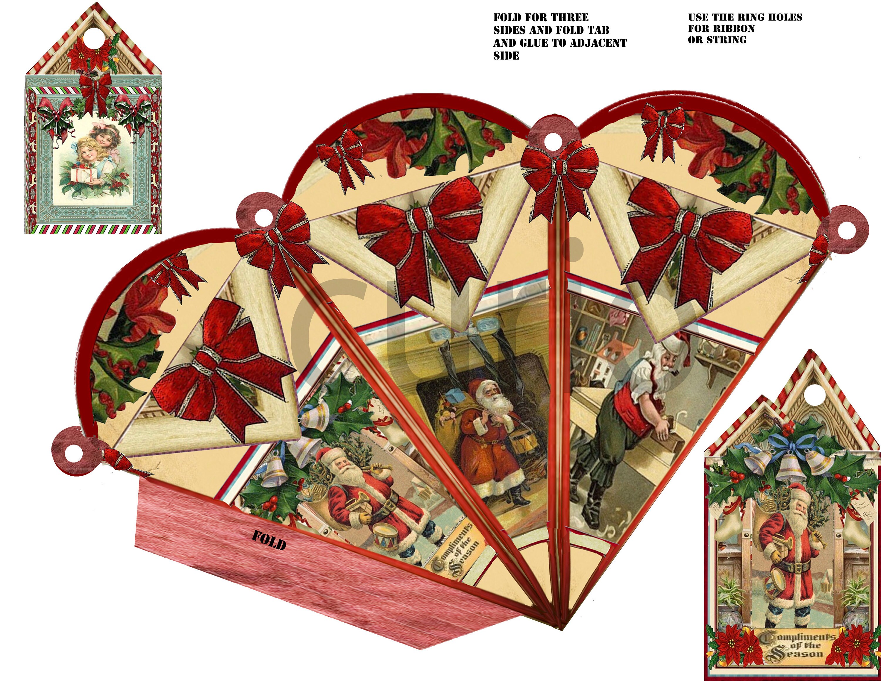 Printable Christmas Cone Victorian Cone to Fill With Candy or Hang From ...