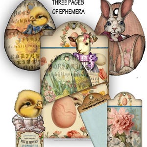 Etiquetas para huevos imprimibles y material efímero para diarios, diarios basura y archivos de álbumes de recortes que incluyen etiquetas para huevos, una etiqueta grande y ventanas emergentes para los huevos. Hágalo usted mismo.