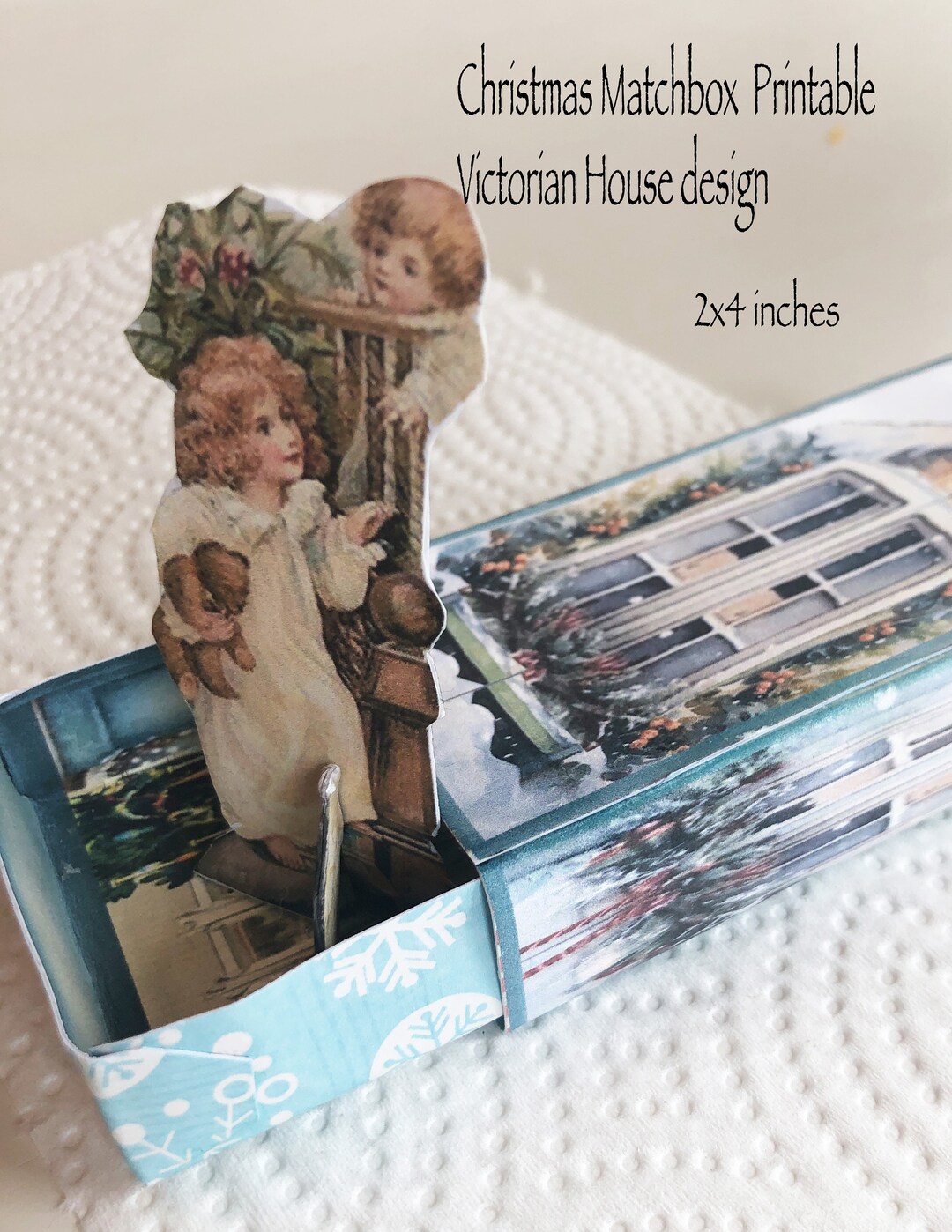 Printable Victorian Christmas House Matchbox Christmas Collage Stocking Stuffer With Stand up ...