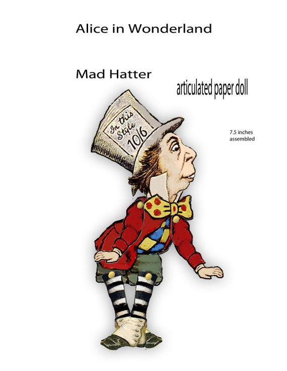 Bambola di carta Cappellaio Matto di Alice nel Paese delle