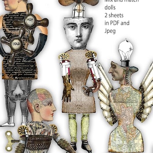 Steampunk Paper Dolls: Victorian Collage Sheet (Digital Download)