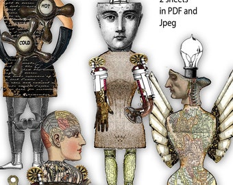 Steampunk Paper Dolls: Victorian Collage Sheet (Digital Download)