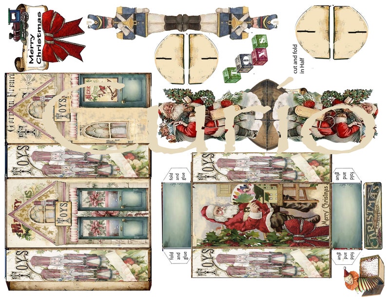 Printable Christmas Victorian House Toy Store Matchbox Collage Sheet ...
