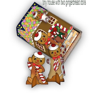 Afdrukbaar peperkoekhuisje luciferdoosje kerstcollagevel kousvuller met opstaande karakters 2 x 4 collagevel knutselproject