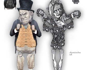 Scrooge and Marley Paper Articulated Dolls: Christmas Carol Craft (Digital Download)
