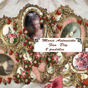 Roses victoriennes imprimables et 8 pagaies sur le thème de Marie-Antoinette, projet d'artisanat bricolage idéal pour la fête des mères, des carnets d'art de journaux indésirables