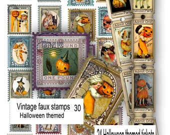 printable Halloween Ephemera faux stamps and tickets for journaling junk journaling scrapbook cards craft diy needs each  is a different one