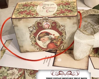Victorian Christmas Treat Boxes: Printable Small Gift Boxes (5x3x2 inch)