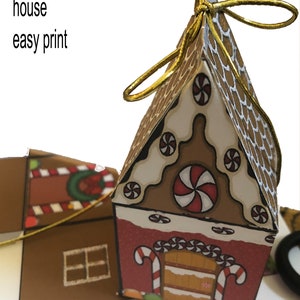 printable paper Gingerbread house miniature paper house  2inch by 4.5 inches tall easy project with instruction great for tree or stocking