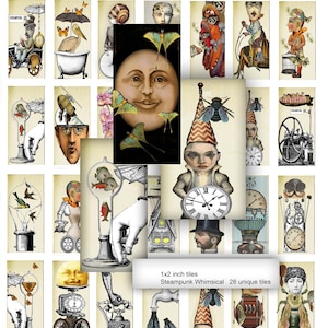 Printable Steampunk Collage Sheet: Victorian Whimsical Tiles (PDF)