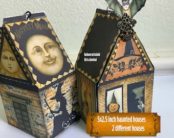 Printable Halloween Haunted Houses: Whimsical Decor (PDF)