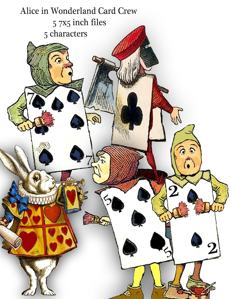 Printable Alice in Wonderland Paper Dolls : Ephemera (5x7 Inch, JPEG ...