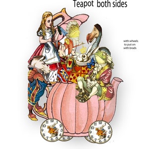 Printable Alice in Wonderland Teapot Collage Sheet (PDF)