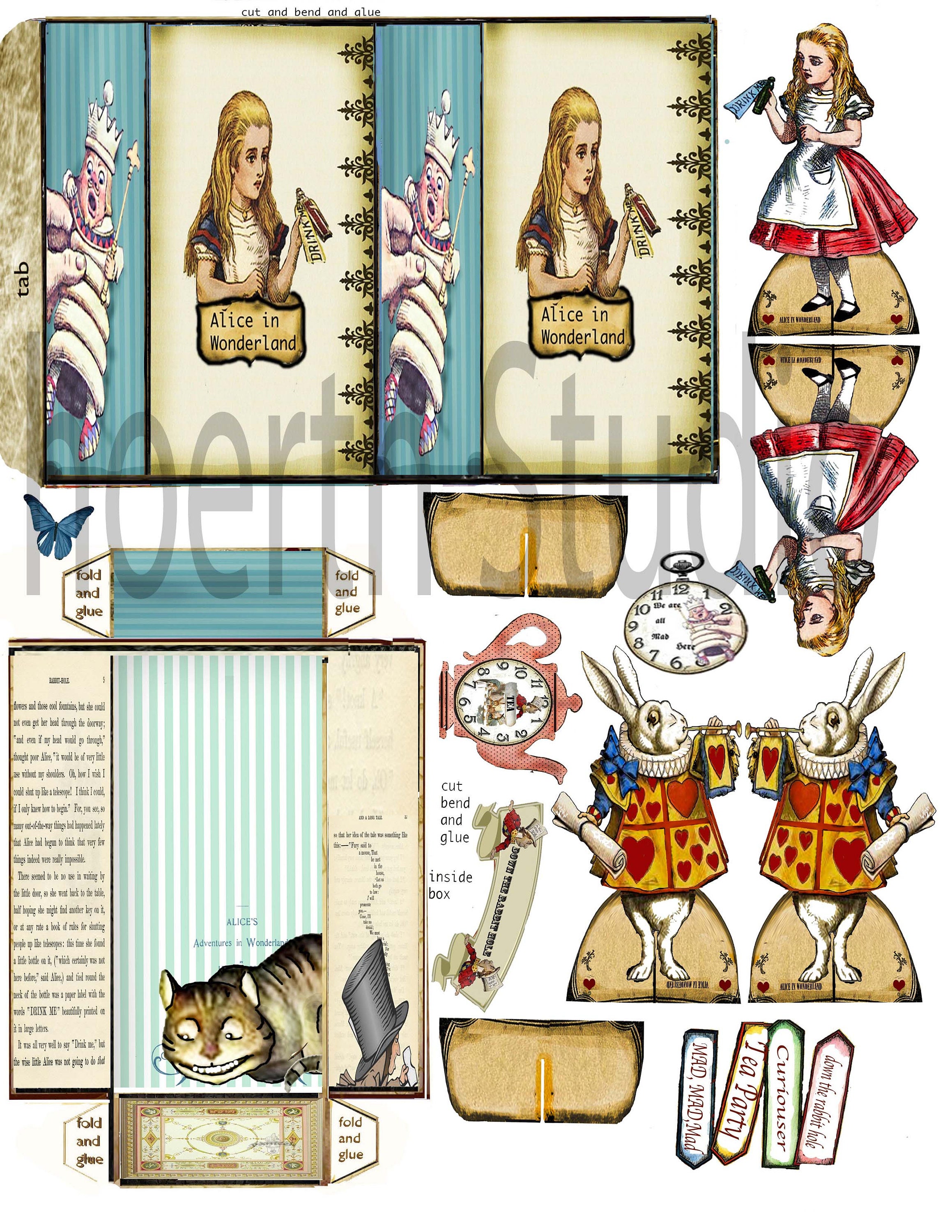 Alice in Wonderland Matchbox Kit: Printable 2x4 Character Stand Ups ...