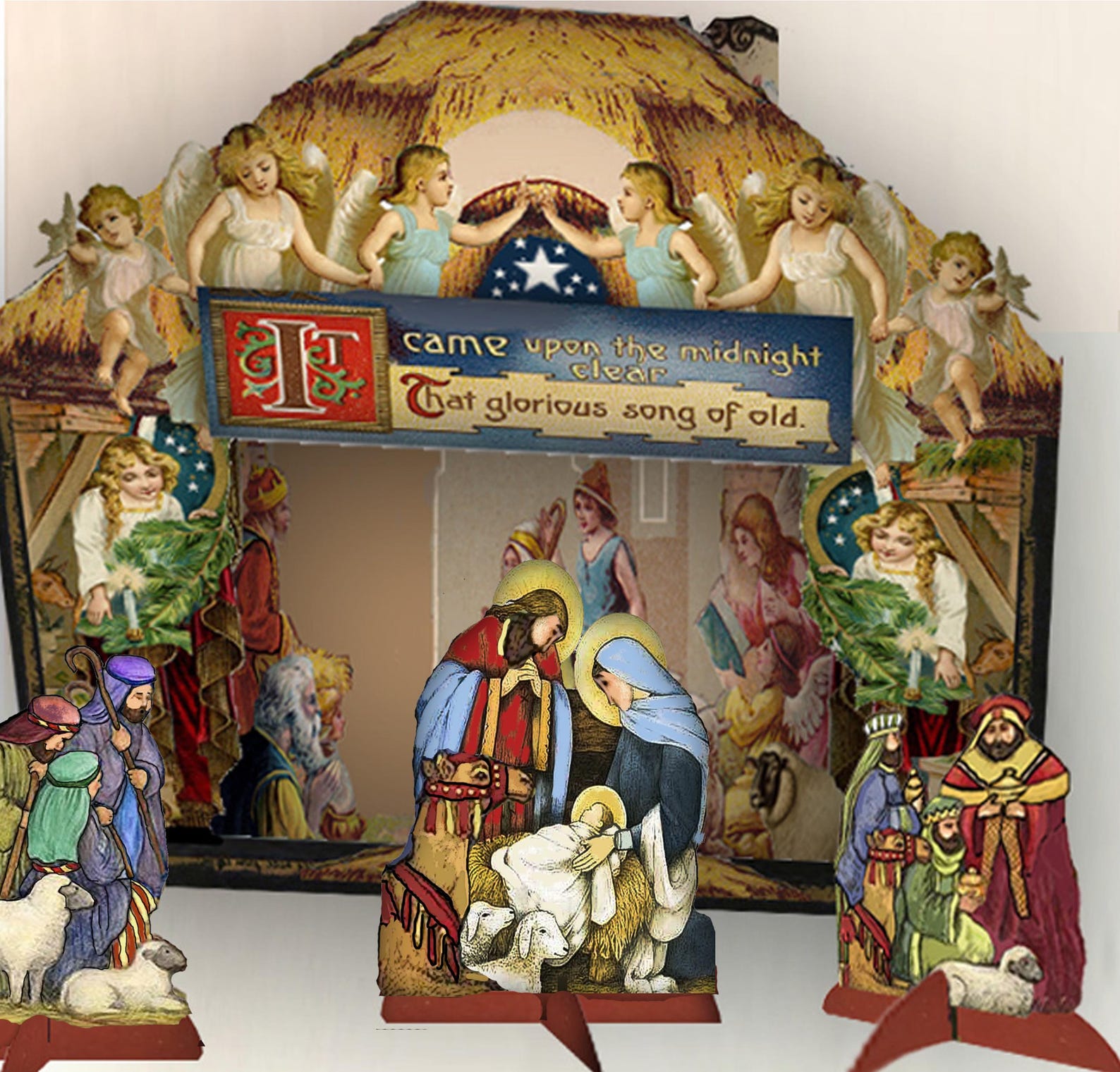 Nativity Set Paper Nativity Set Paper Religious Jesus Birth : DIY Christmas Holiday ...