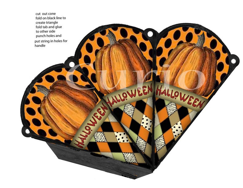 Printable Halloween Cones Ideal Candy or Trick or Treats Two Vintage ...
